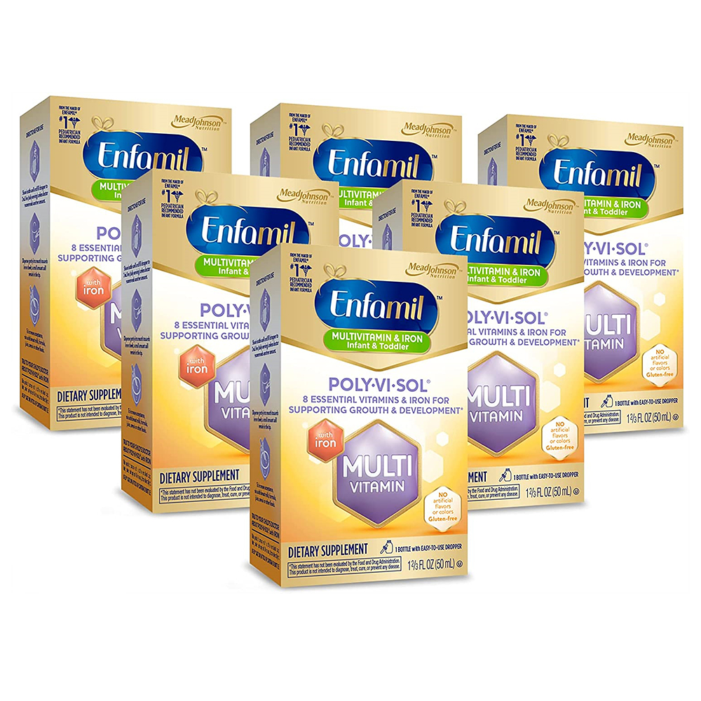 <b>엔파밀</b> 폴리 비 솔 멀티<b>비타민</b> 아이언 50ml 6통 <b>Enfamil</b> Poly Vi Sol