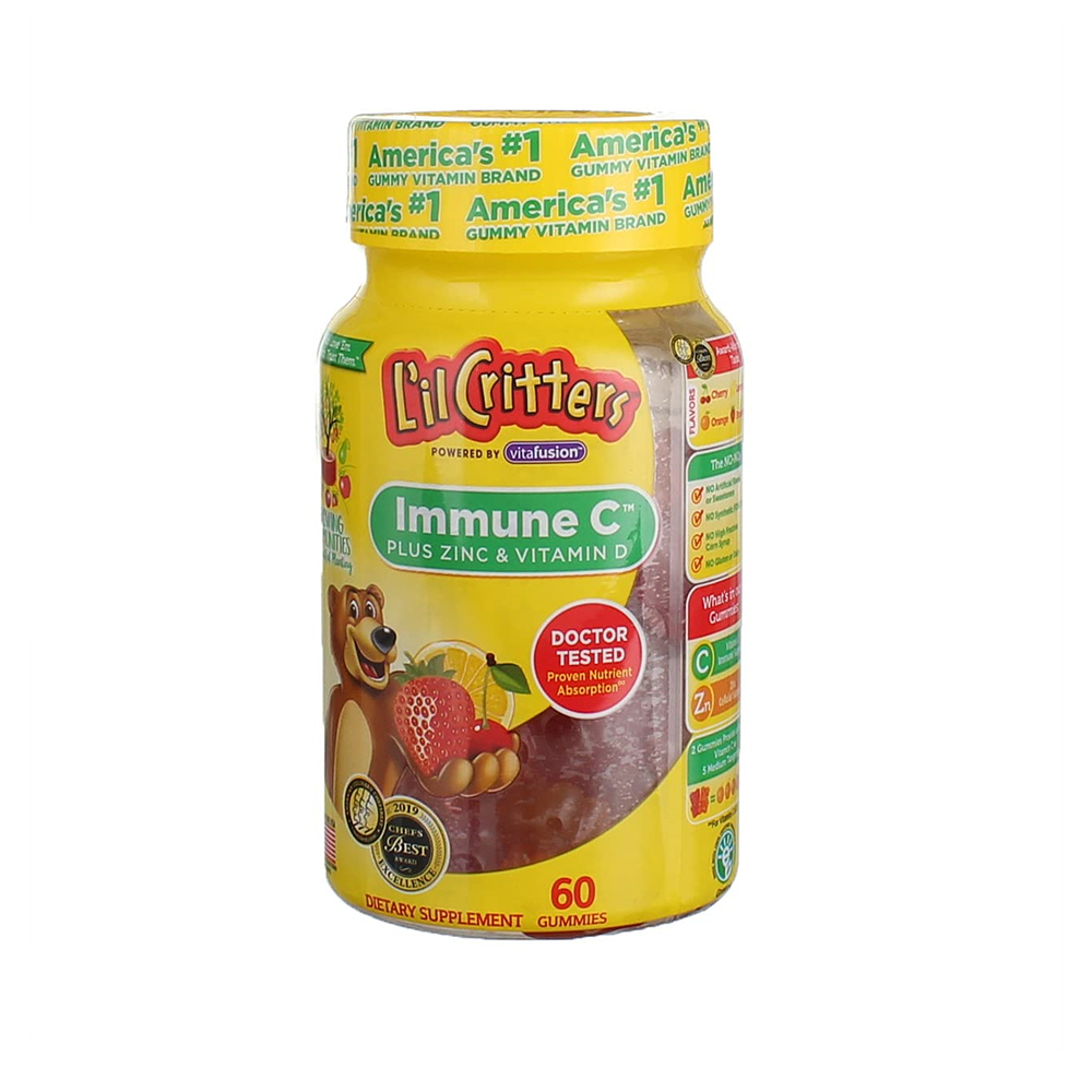 릴크리터스 이뮨 <b>C</b> <b>징크 비타민</b> D 60정 2통 Lil Critters Immune <b>C</b>