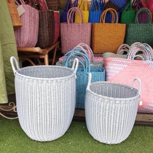 라인이쁜 튼튼한 플라스틱 세탁바구니 2P