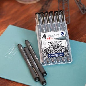 스테들러 피그먼트 라이너 6본입 세트 308 블랙 스케치 드로잉 일러스트 만화 캘리그라피