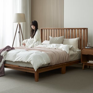 [무료배송] 루버린 원목 평상형 참죽나무 침대 프레임 킹 + IVY 매트리스