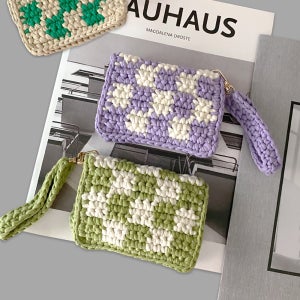 DIY키트 첵스 카드지갑 뜨기- 코바늘 지갑 체커보드 손뜨개 뜨개질 뜨개기초 취미 패키지 [무료도안]