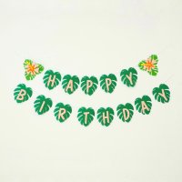 해피벌스데이 하와이안 트로피칼 잎사귀 생일 가랜드