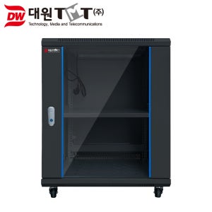 [DW-H750B] (H750×D600×W600/15U/회색) 허브랙(HubRack) /선반 1개 / 멀티탭(6구) 1개 / 팬(120mm) 1개 / 바퀴(고정형 2개+일반+2개)