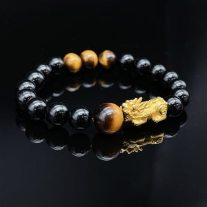 황금비휴 호안석 오닉스 천연석 원석팔찌 부적 커플아이템