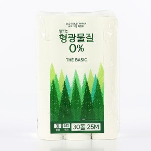 에코그린 베이직 화장지 천연펄프 형광물질 0% 3겹 두루마리 25M 30롤