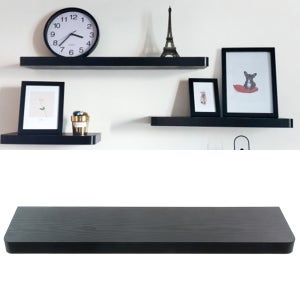 공간활용 거실 주방 벽 원목 나무 인테리어 무지주 선반 800x195x38, 1단, 검정