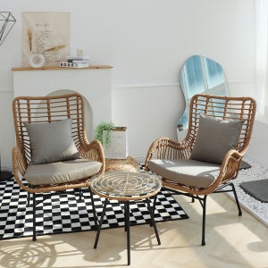 파스텔우드 야외 카페 테라스 정원 라탄 의자 테이블