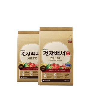 건강백서 강아지사료 6세이상 노령견용 2KG 2개 + 물티슈 1팩