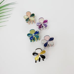 프랑스핀 컬러플 큐빅 포인트 플라워 반묶음 헤어 집게핀