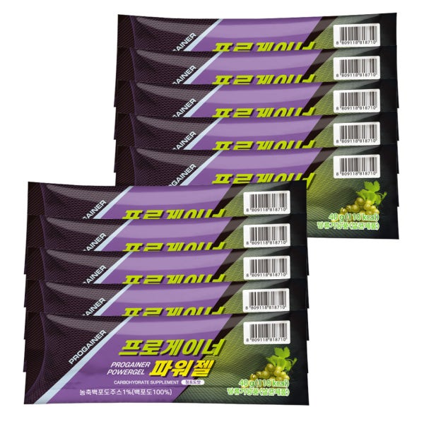 프로게이너 파워젤 청포도맛 에너지젤 40g 10포 자전거 마라톤 철인3종 러닝 스포츠젤