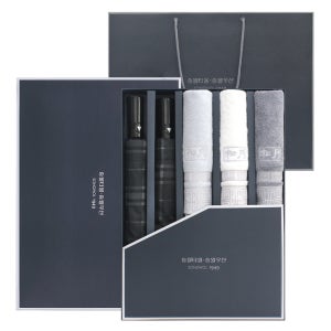 송월타올 송월우산 2단체크 격자 뱀부얀 타올 답례품 세트 5p