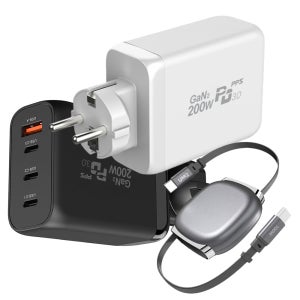 200W 고속 멀티충전기 PD GAN2 접지형 C타입 맥북 100W 케이블 세트