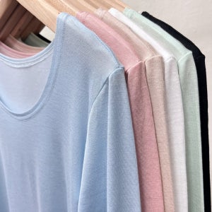 텐셀 여성 티셔츠 기본 여자 긴팔티 이너 시스루 모달 레이어드티 봄 가을 흰 검정 핑크
