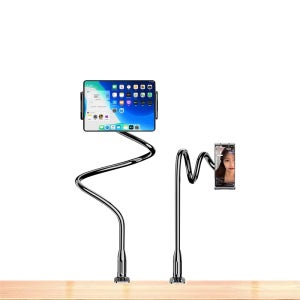 자바라거치대 110cm 휴대폰 태블릿 스마트폰 침실 쇼파 탁자 책상 사무실 360도 침대 합금 갤럭시 스탠드 폰홀더 집게형