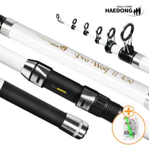 바다 원투낚시대 해동 프로울프2 초보 입문용 방파제 갯바위 낚시 화이트450