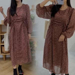 쉬폰 셔링 원피스 끈조절 러블리하고 여성스런 라인 66 77 88 빅사이즈