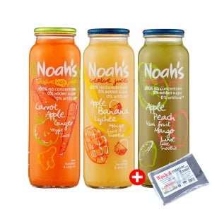 노아주스 3가지맛(당근진저+바나나리치 망고+키위 복숭아 망고) 260ml 12개 +사은품 고급 세차타월 증정