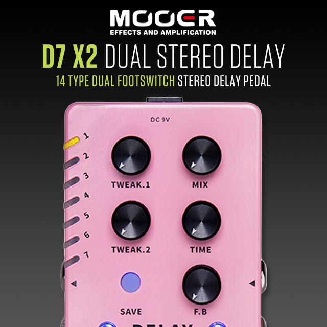 [오늘발송] 무어 D7 X2 14타입 스테레오 딜레이 기타이펙터페달 / Mooer