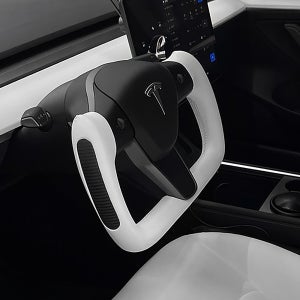 [공임지원] 티파츠 테슬라 요크핸들 370mm 모델3 모델Y 나파가죽 리얼카본