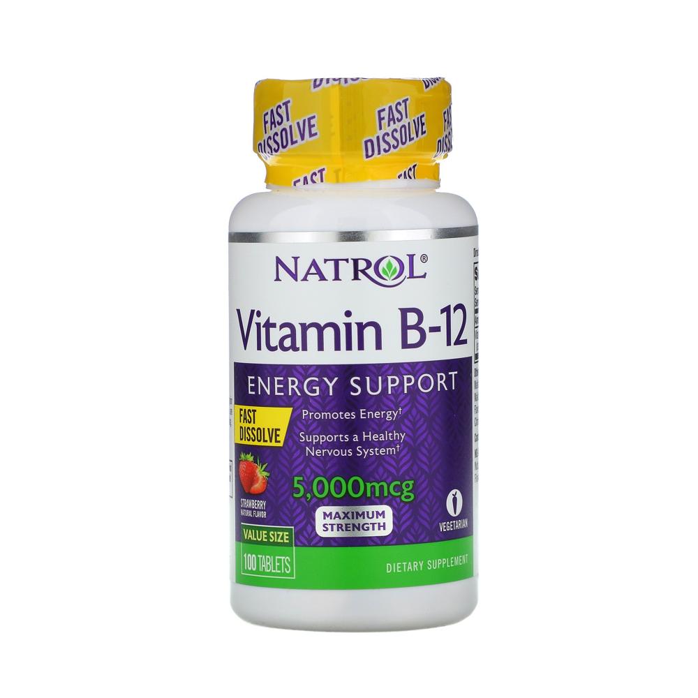 <b>나트롤</b> 비타민B12 맥시멈스트렝스 스트로베리 5000mcg 100정 <b>시아노코발라민</b>
