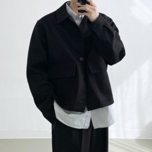 남자 봄 캐주얼 미니멀 숏 카라 자켓