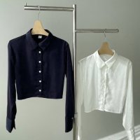 크롭 셔츠 난방 세미시스루 세틴 여리 손예진 블라우스 밴딩 soft shirts