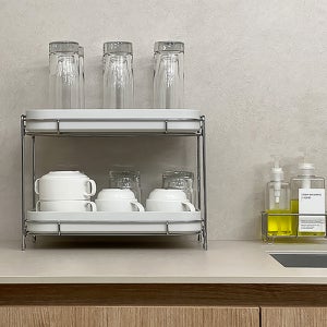 2단 컵 거치대 컵정리대 머그컵 걸이 선반 주방 정리 꽂이 커피잔 찻잔 정리 정리함