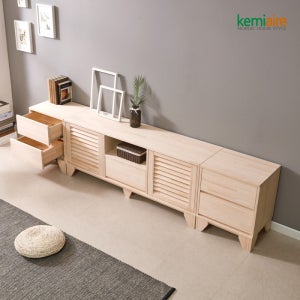 케미에르 편백나무원목(무절) 갤러리 거실장세트(여닫이) KFR-704