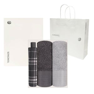 송월타올 뉴명품 수건 3단체크 튼튼한 우산 고급 선물세트 3p