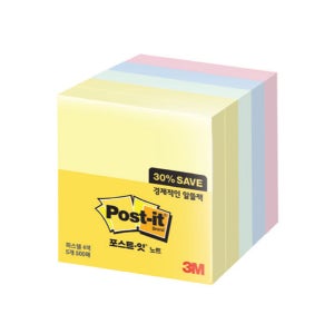 3M 포스트잇 654-5A 500매 알뜰팩 (76x76mm)