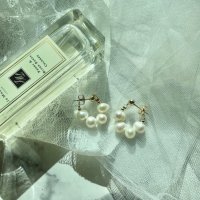 루비헨느 담수 진주 링 귀걸이 pearl ring earrings