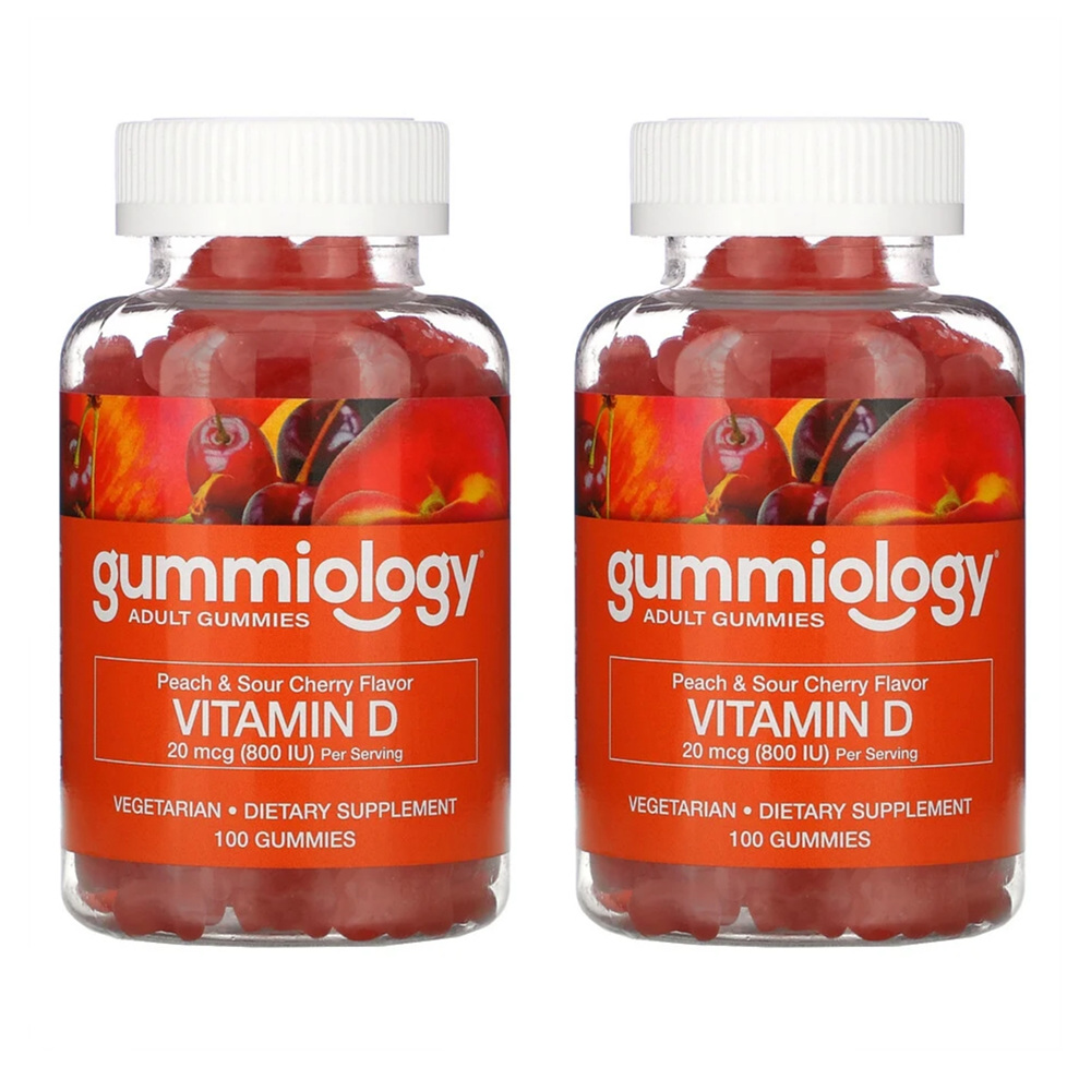 <b>구미올로지</b> <b>비타민</b>D 구미 100정 2팩 피치 앤 체리 <b>Gummiology</b>, Adult Gummies, <b>Vitamin</b> D3 Gummies