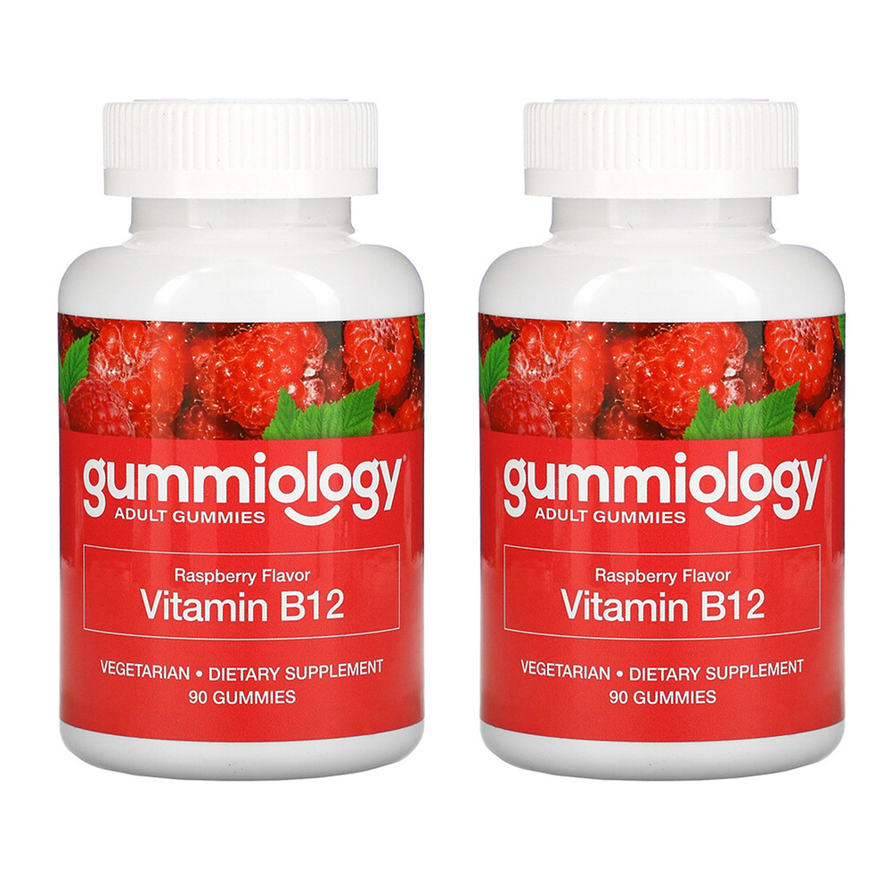 <b>구미올로지</b> <b>비타민</b>B12 구미 90정 2팩 라즈베리 <b>Gummiology</b>, Adult <b>Vitamin</b> B12 Gummies