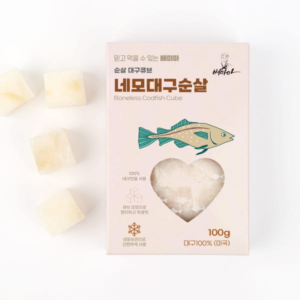 배마마 흰살 생선 가시제거 대구 큐브 100g 죽 미음 재료 토핑 손질 순살