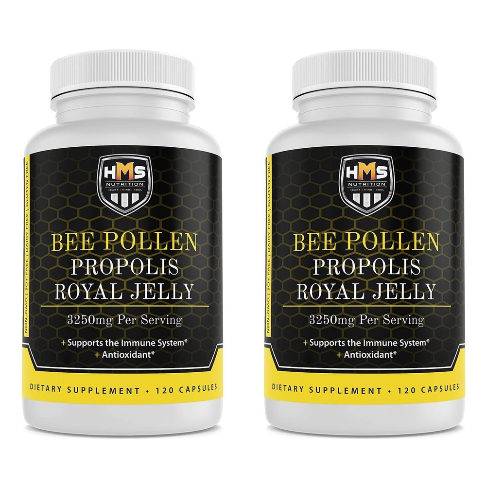 HMS Nutrition Bee Pollen 프로<b>폴리</b>스 로얄젤리 3250mg 120캡슐 2팩