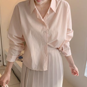 (국내제작)파스텔컬러 루즈핏 크롭 가을셔츠 bs6778