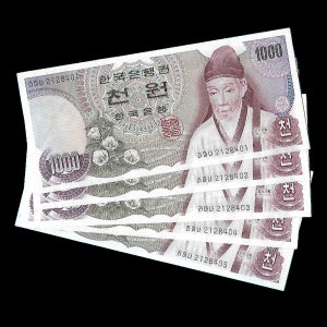 1차천원 가1000원 지폐 5장 (완전미사용) 옛날 화폐 수집 미사용급과 비교불가