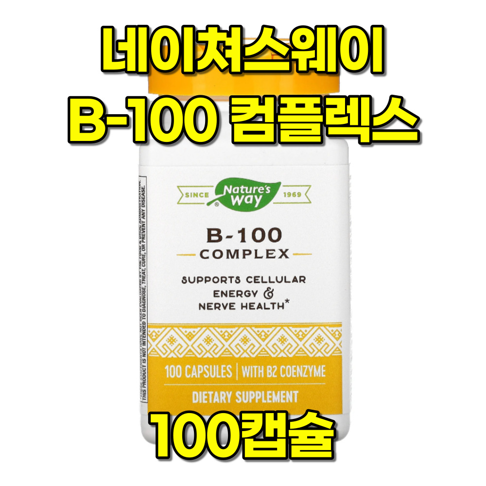 네이쳐스웨이 <b>비타민</b> B-100 컴플렉스 <b>비타민</b>B군 콜린 이노시톨 100캡슐