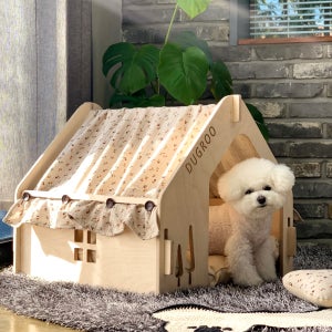 두그루 소형견 원목강아지집 애견하우스 고양이 숨숨집 [루루 베이지빈티지]