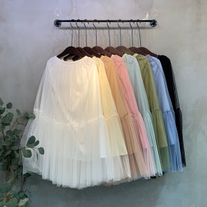 (당일발송)패크 쉬폰 A라인 샤 밴딩 스커트 8color