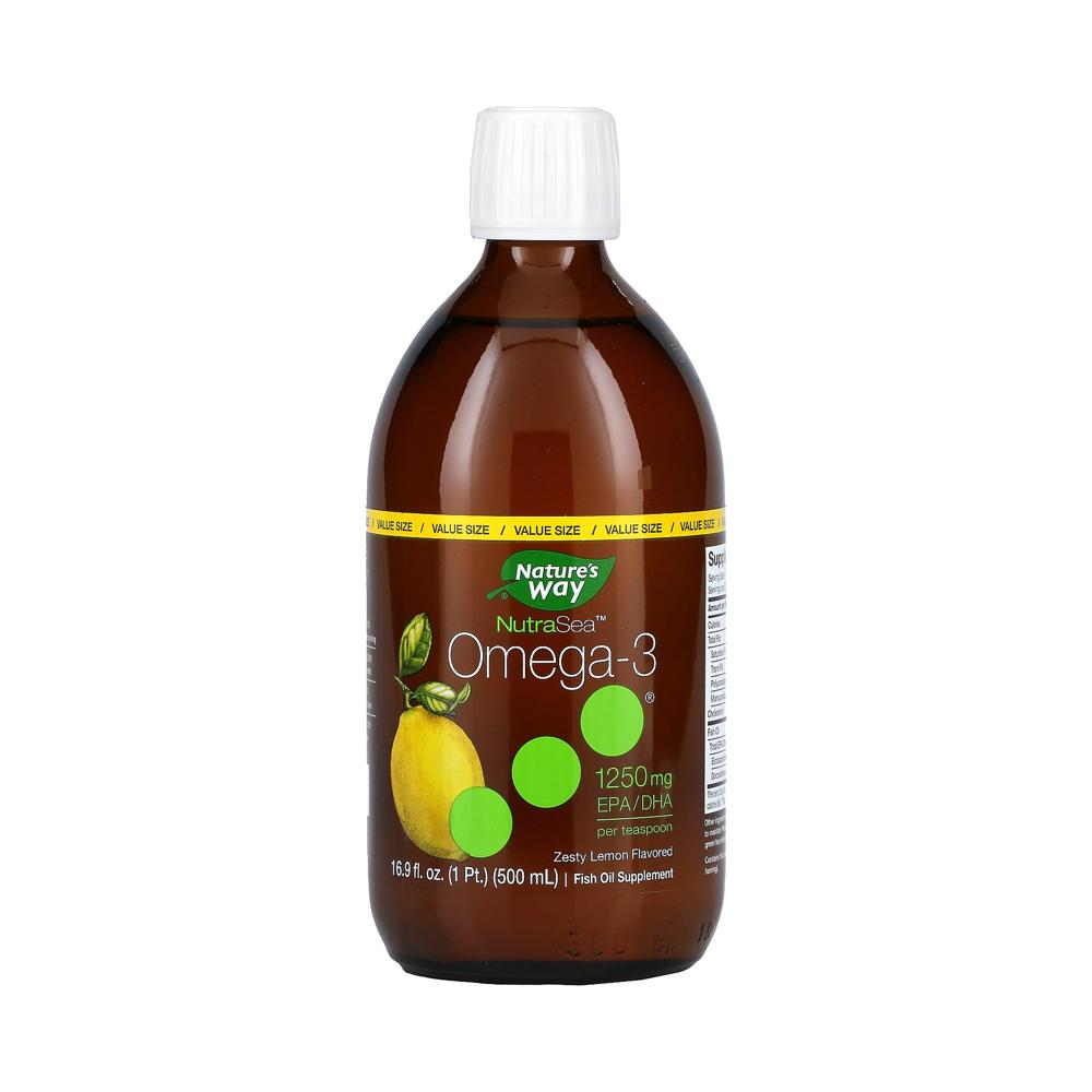 네이쳐스 웨이 <b>NutraSea 오메가3</b> 자극적인 레몬맛 500ml Omega3