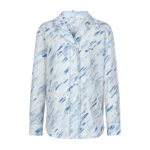 [캐리스노트] 연예인 협찬_단작 디테일 프린트 블라우스 블루 CN2SBL201BL