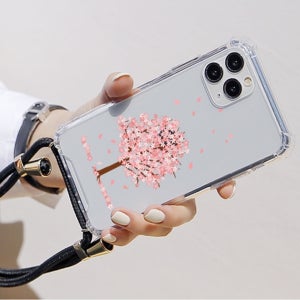 갤럭시A10 벚꽃 스트랩 케이스 A105 투명 젤하드 범퍼 실리콘