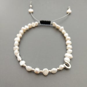 성공+행운+재물19 실버 물고기&말발굽&담수진주 매듭팔찌