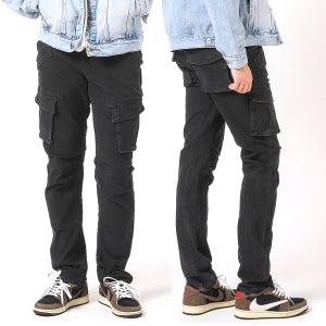 남자 전술바지 카고바지 슬림핏 스판 블랙