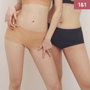 [1+1] 슬림9 네모팬티 숏 여성 심리스 사각드로즈 여자속옷 힙허거 팬티 2매