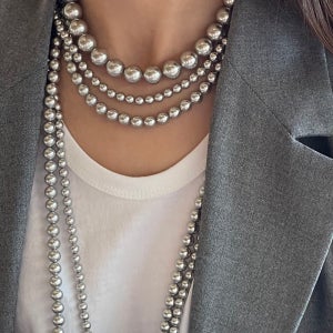 실버925 스와로브스키 롱진주 목걸이 흑 진주 80cm 90cm 100cm