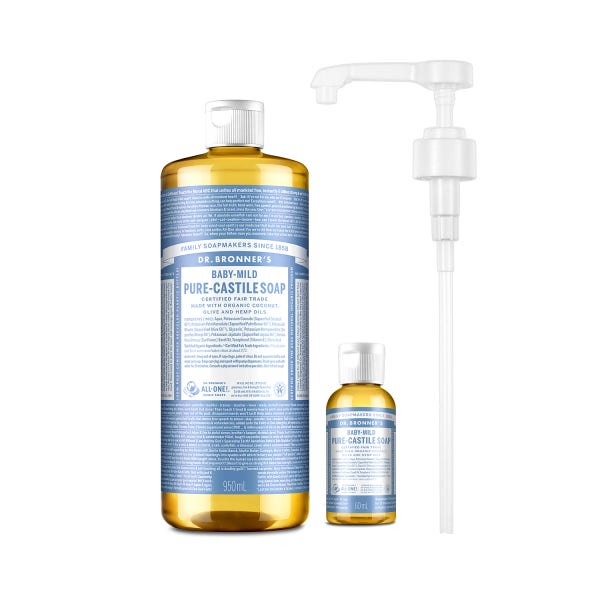 닥터브로너스 캐스틸 솝 베이비 마일드 950ml+60ml+펌프 세트