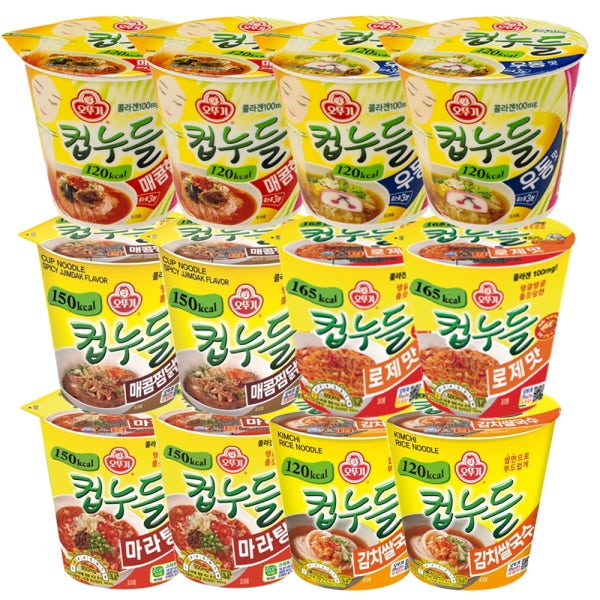오뚜기 컵누들 12개 매콤한맛 우동 로제 마라탕 찜닭 김치쌀국수 각2개씩